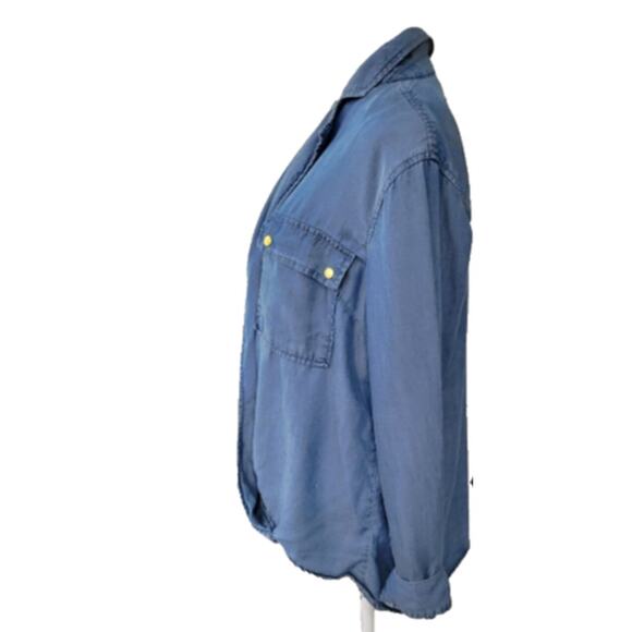 Michael Kors Chambray Blouse Top Women's Small Blue Lyocell Surplice Crossover - Picture 3 of 9